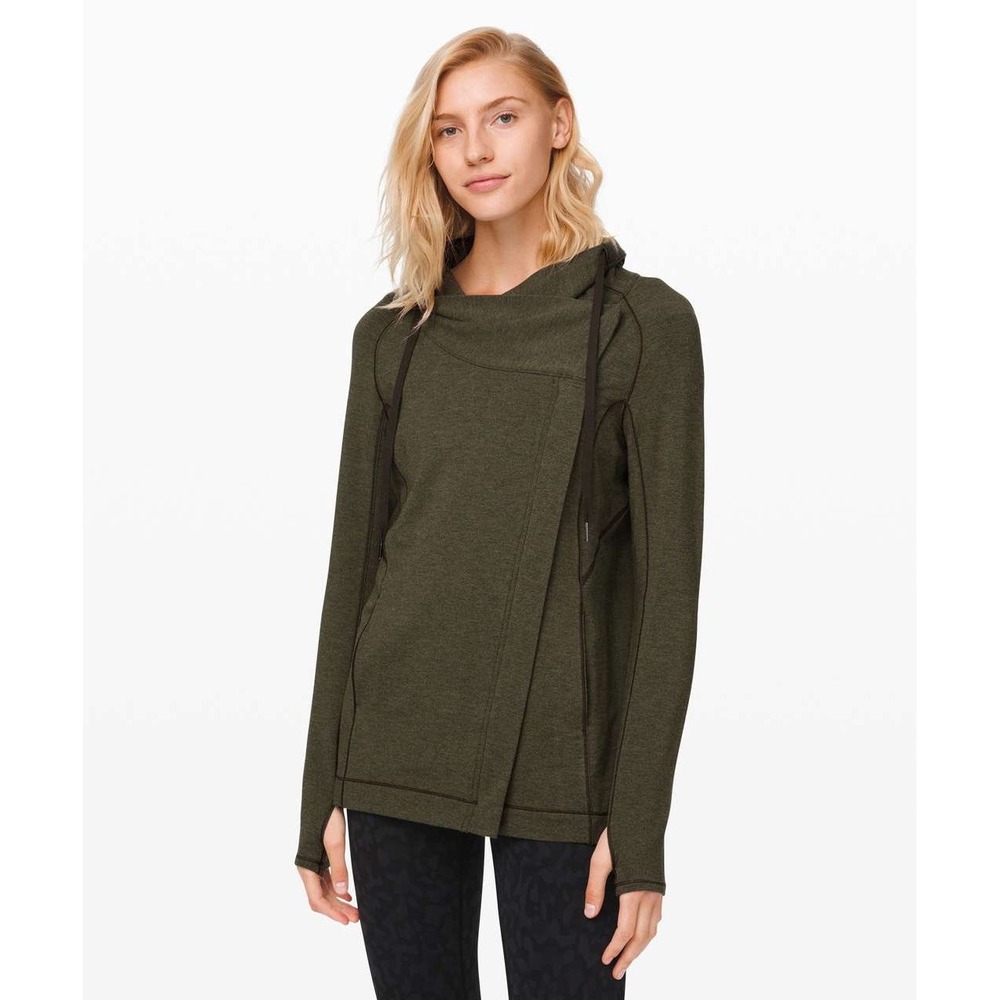 Lululemon Coast Easy Wrap
Heathered Dark Olive Zip Hoodie Modal Wrap Size 4